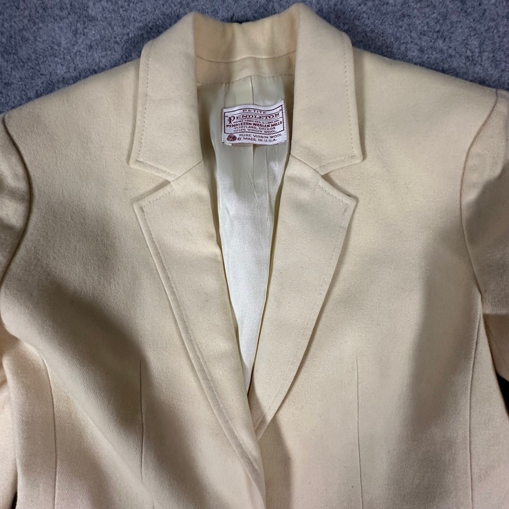 Pendleton Wool Blazer Petite Cream Womens Vintage USA Made - Picture 5 of 16